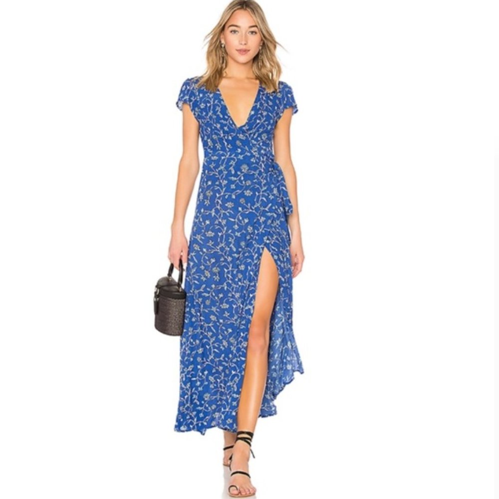 Blue Amuse Society Summer Safari Wrap Dress Size Small